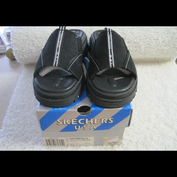 VTG SKETCHERS JAMMERS SANDALS BLACK CHUNKY SZ 6! - Picture 1 of 7